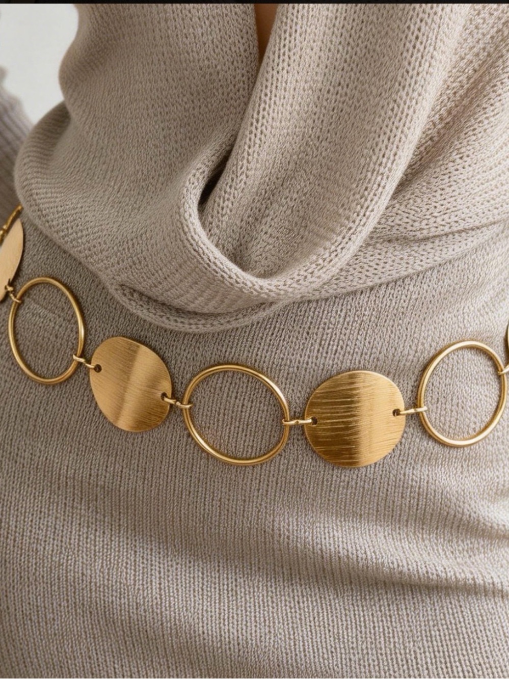 Gold Disc Link Belt Necklace - Women Jewelry